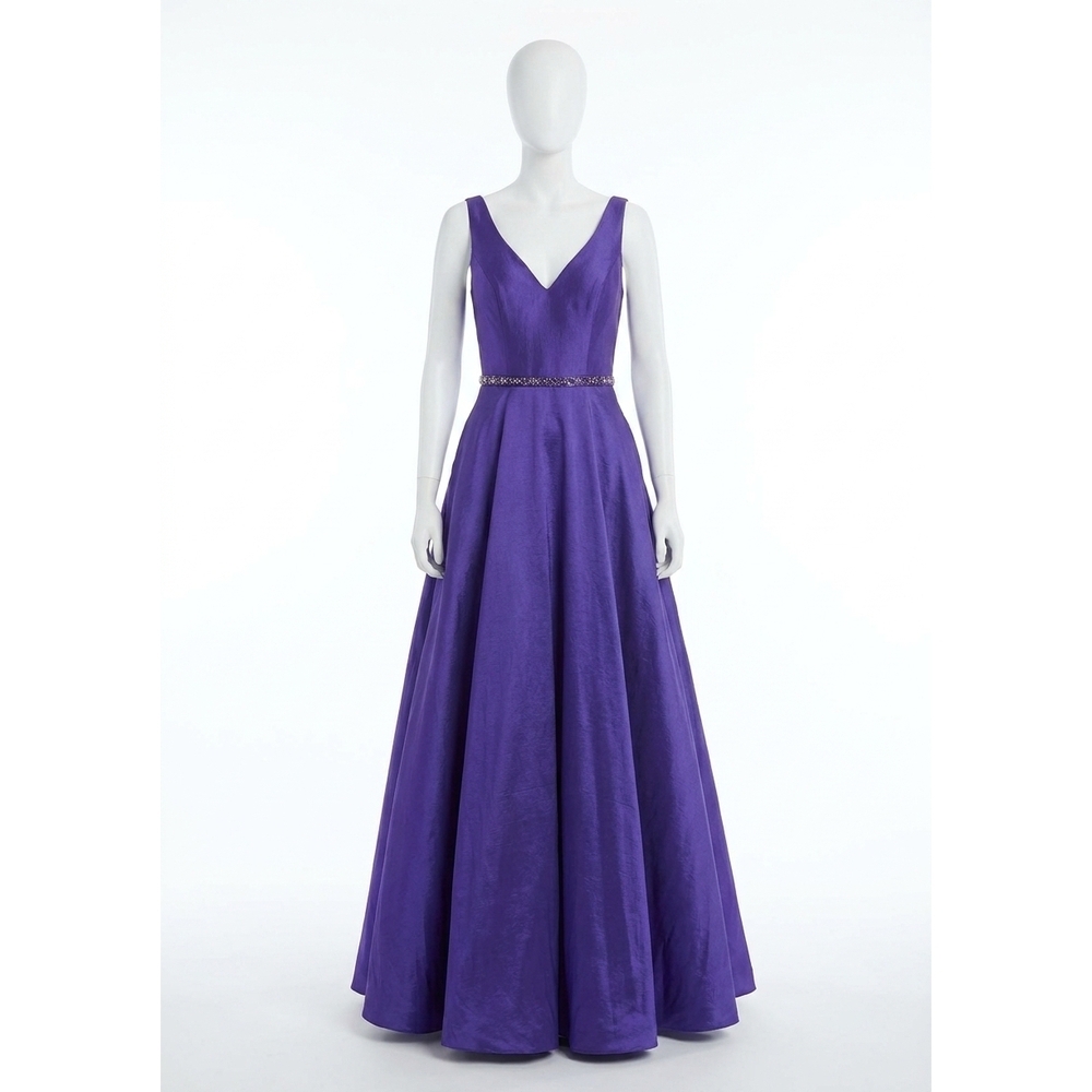 NEW CLARISSE v-neck fitted ball gown in purple